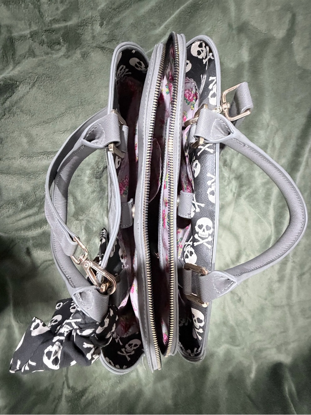 Betsey Johnson Gray Skull-Embossed Laptop Tote - Picture 6 of 9